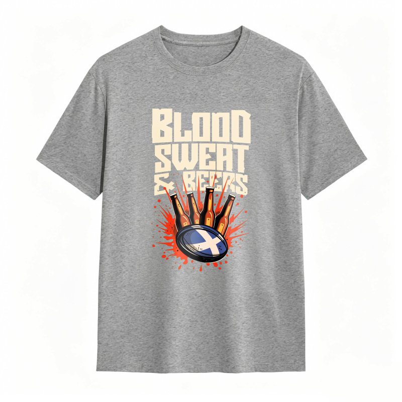 Blood Sweat And Beers Rugby Ball With Scottish Flag Design Unisex Classic T-shirt