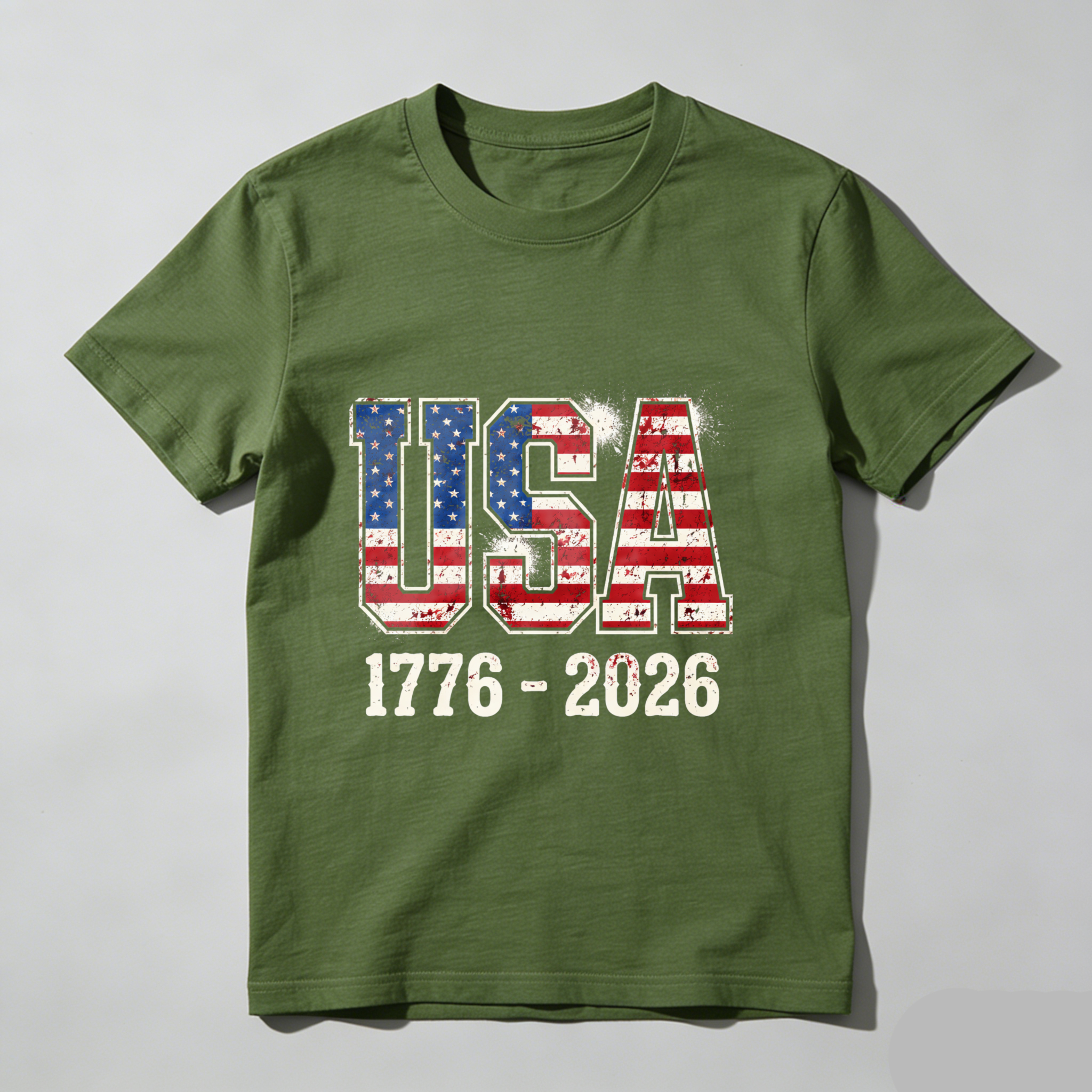 Usa 1776 2026 Independence Day Patriotic T-Shirt American Flag Design Black Men Women Shirt