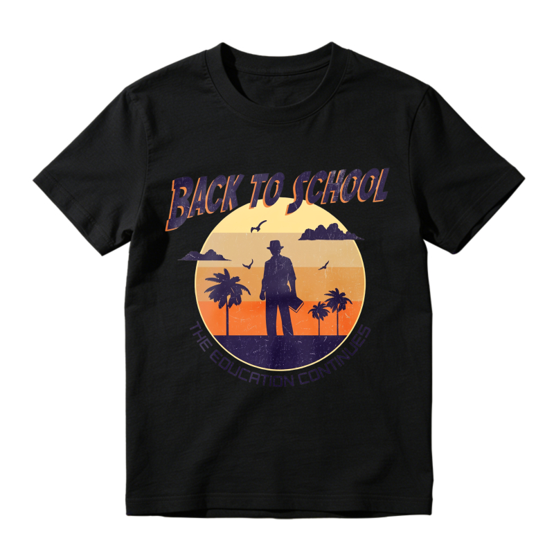 Back To School The Education Continues Sunset Silhouette Graphic T-shirt