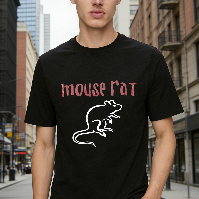 Mouse Rat Text And White Rat Graphic T-shirt