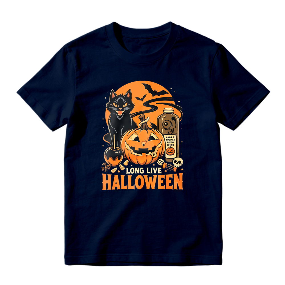 Halloween Pumpkin Cat Bat Skull Long Live Halloween Unisex Classic T-shirt