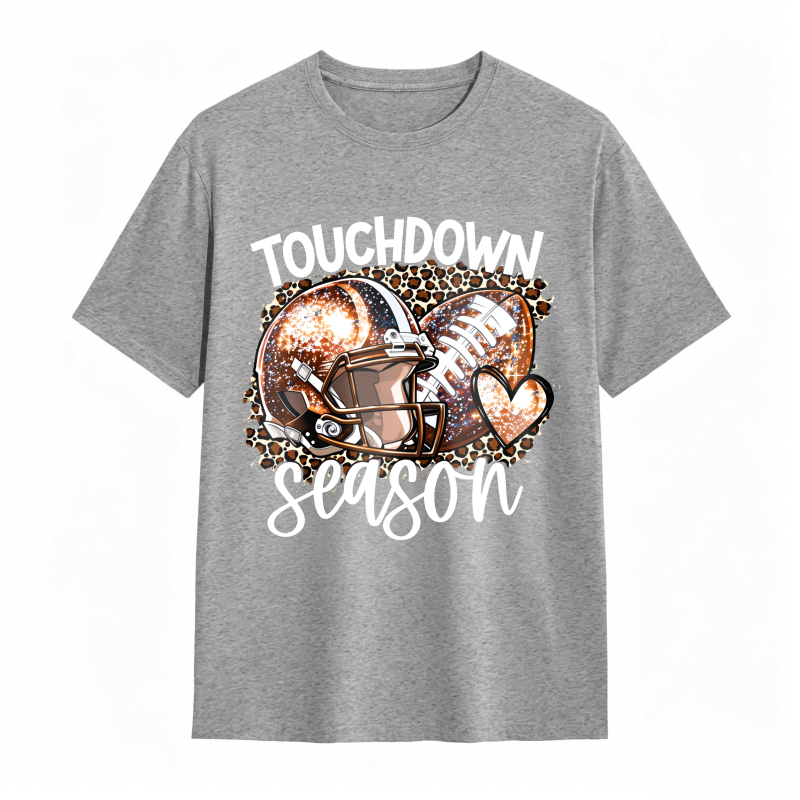 Touchdown Season Football Helmet And Ball With Leopard Print Design Unisex Classic T-shirt