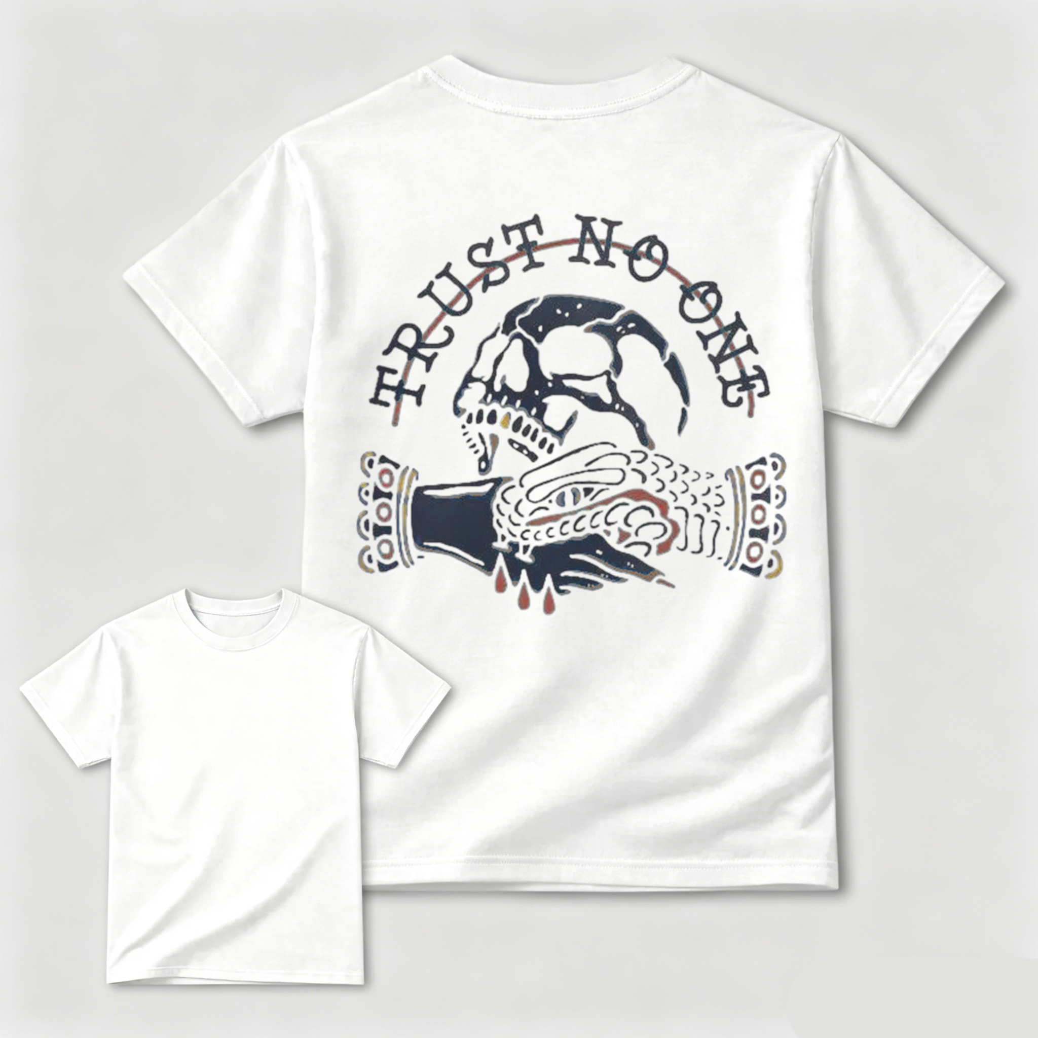 Trust No One Skull Snake Traditional Tattoo Graphic Tee