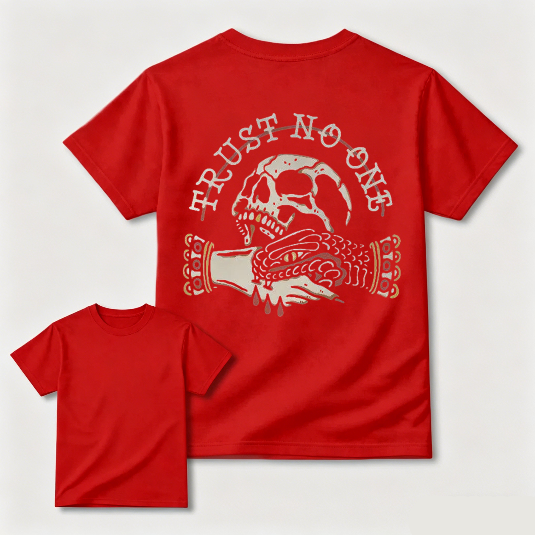 Trust No One Skull Snake Traditional Tattoo Graphic Tee