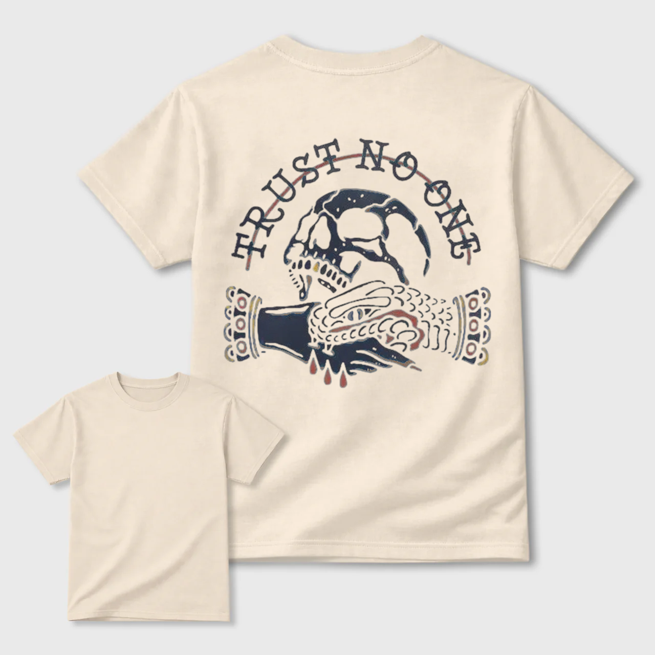 Trust No One Skull Snake Traditional Tattoo Graphic Tee