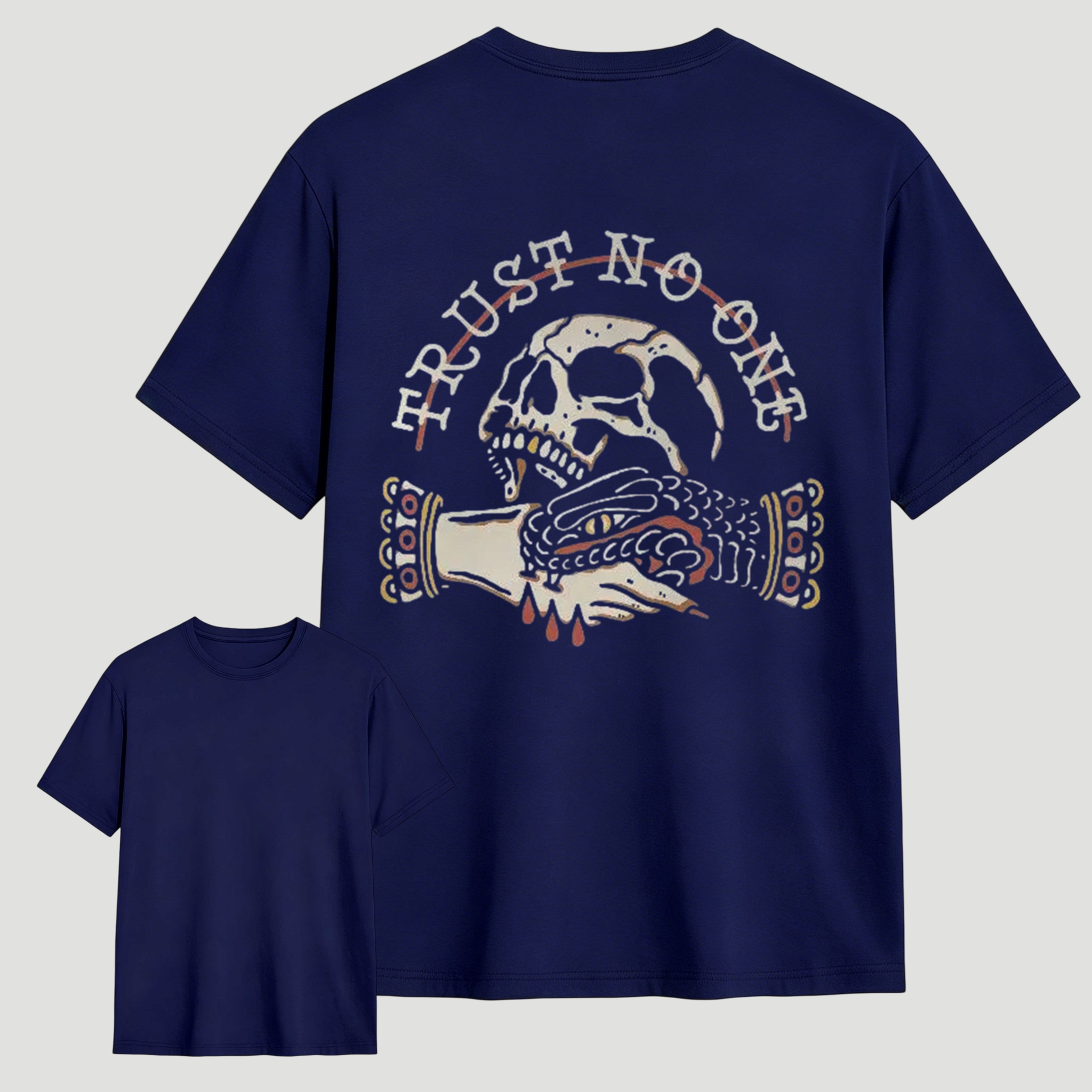 Trust No One Skull Snake Traditional Tattoo Graphic Tee