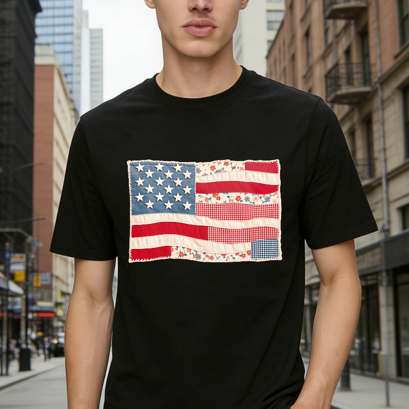 American Flag Patchwork Design Unisex Classic T-shirt