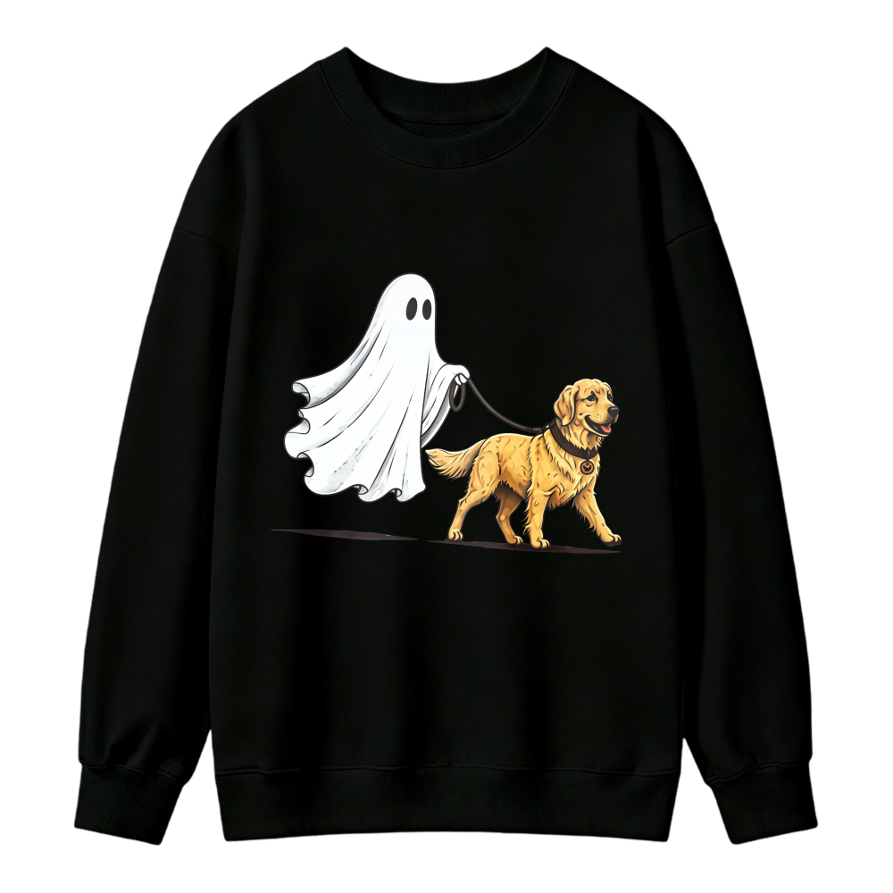 Ghost Walking Golden Retriever Dog Halloween Funny Sweatshirt