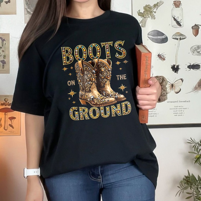 Boots On The Ground Western Cowboy Boots Design Classic T-shirt