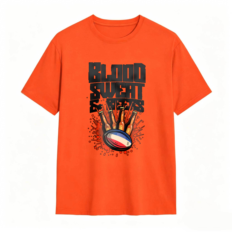 Blood Sweat And Beers Rugby Ball Hand Print Unisex Classic T-shirt