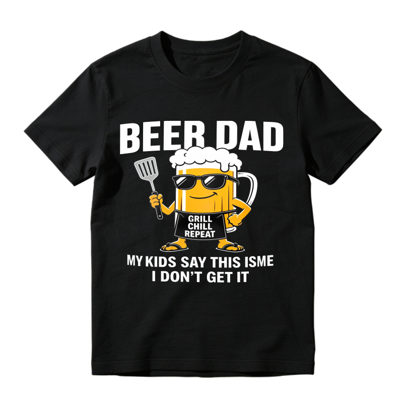 Beer Dad Grill Chill Repeat Funny Quote Graphic T-shirt
