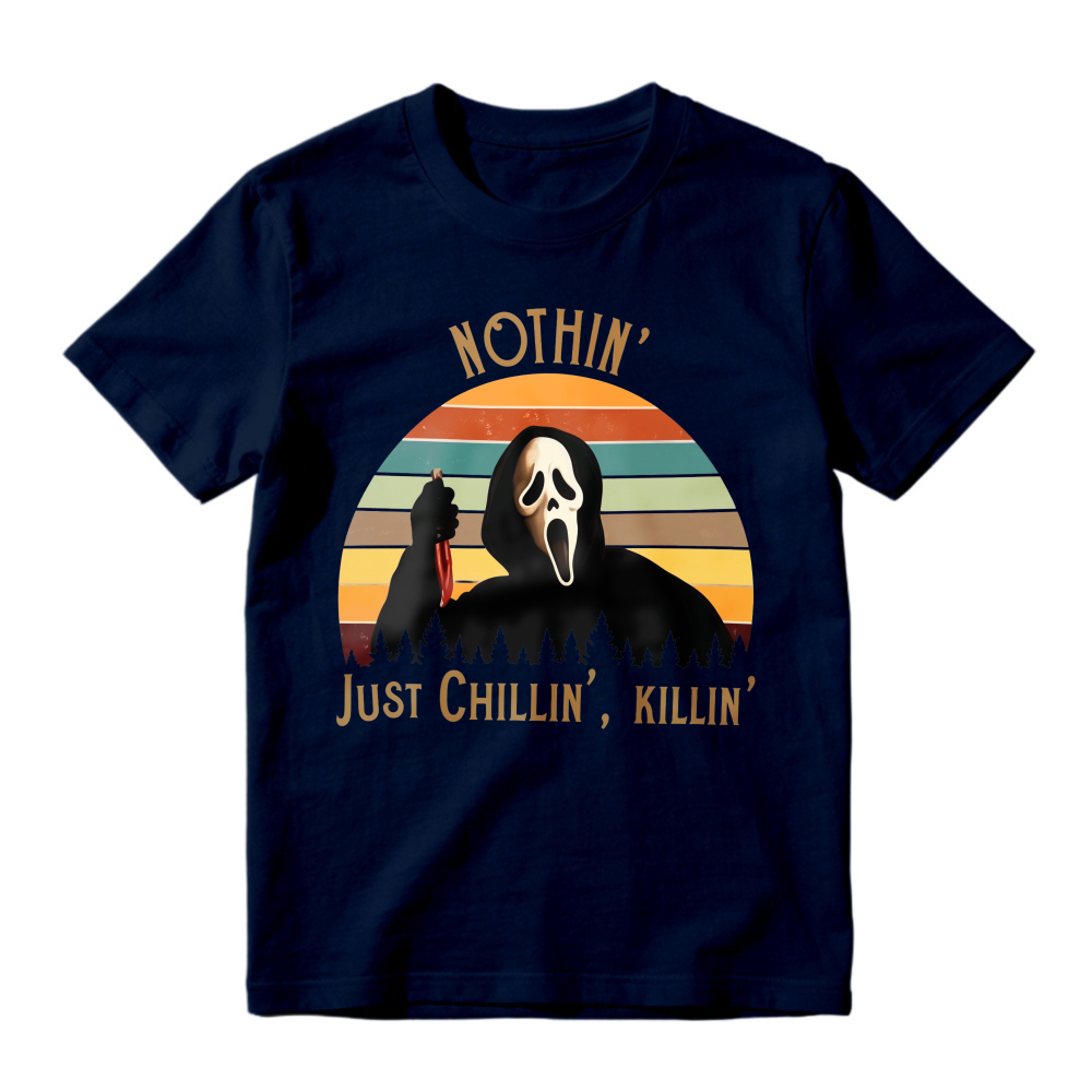 Nothin Just Chillin Killin Ghostface Horror Movie Retro Sunset Unisex Classic T-shirt