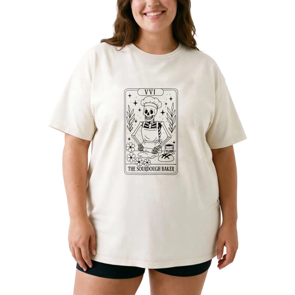The Sourdough Baker Tarot Card Design tshirt 100% cotton