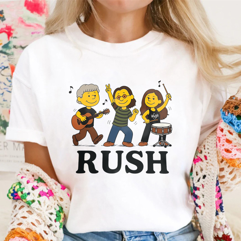 Rush Band Cartoon Characters Music Group Unisex Classic T-shirt