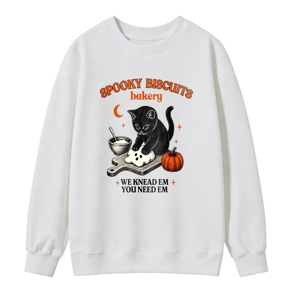 Spooky Biscuits Bakery Cat Design Unisex Crewneck Classic Sweatshirt