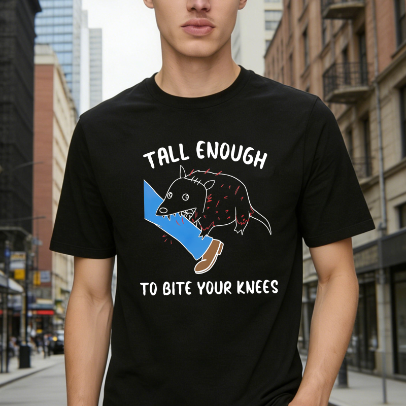 Tall Enough To Bite Your Knees Funny Opossum Graphic T-shirt