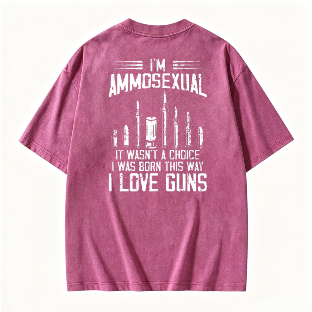 I Love Guns Ammunition Graphic Washed T Shirt