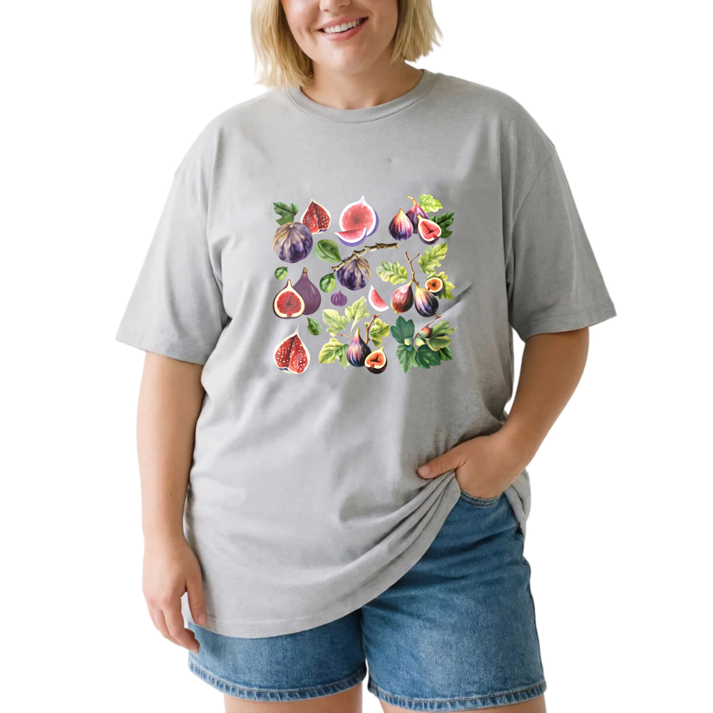 Figs Leaves And Fruits Pattern tshirt 100% cotton