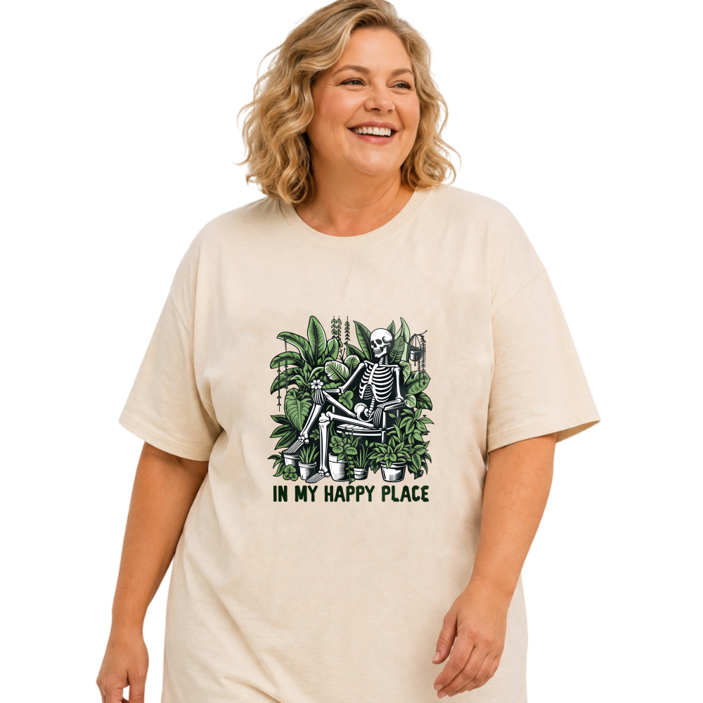 Skeleton Gardening With Plants And Tools tshirt 100% cotton