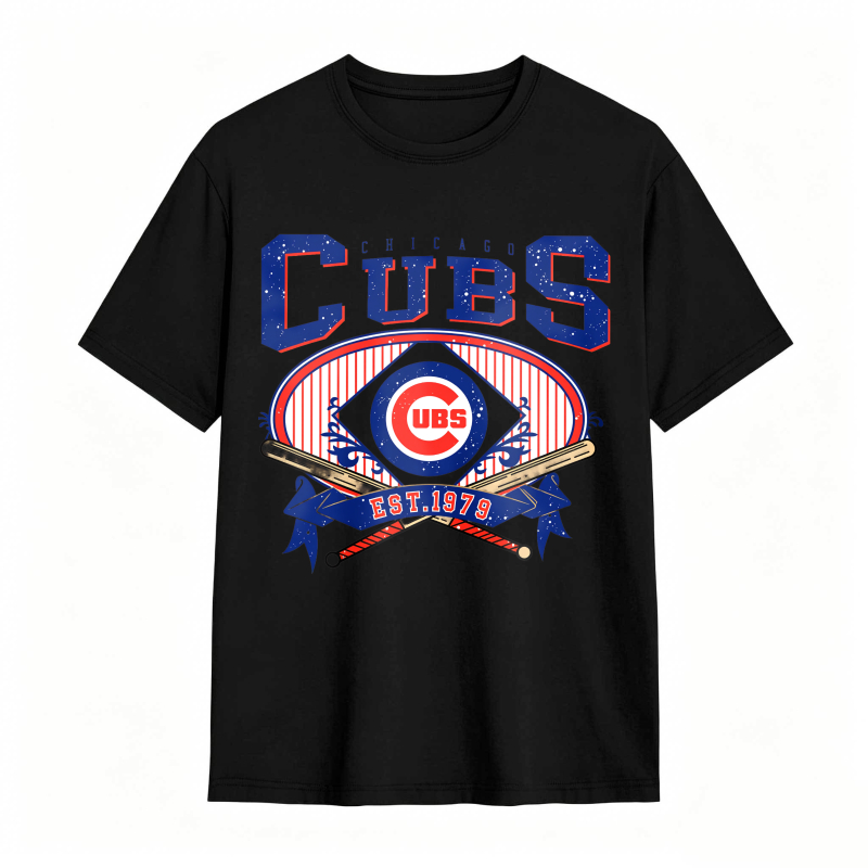 Chicago Cubs Baseball Logo With Crossed Bats And Stars Unisex Classic T-shirt
