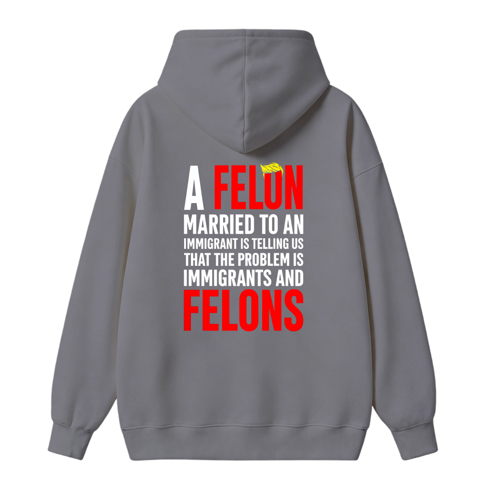 A Felon Married To An Immigrant Is Telling Us That The Problem Is Immigrants And Felons Funny Quote Hoodie