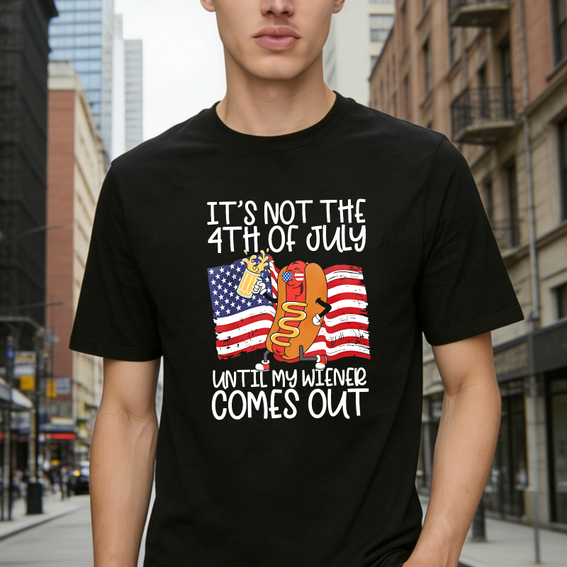 Fourth Of July Hot Dog And American Flag Design Unisex Classic T-shirt