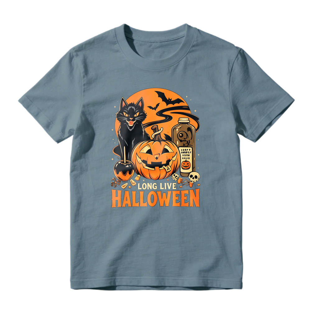 Halloween Pumpkin Cat Bat Skull Long Live Halloween Unisex Classic T-shirt