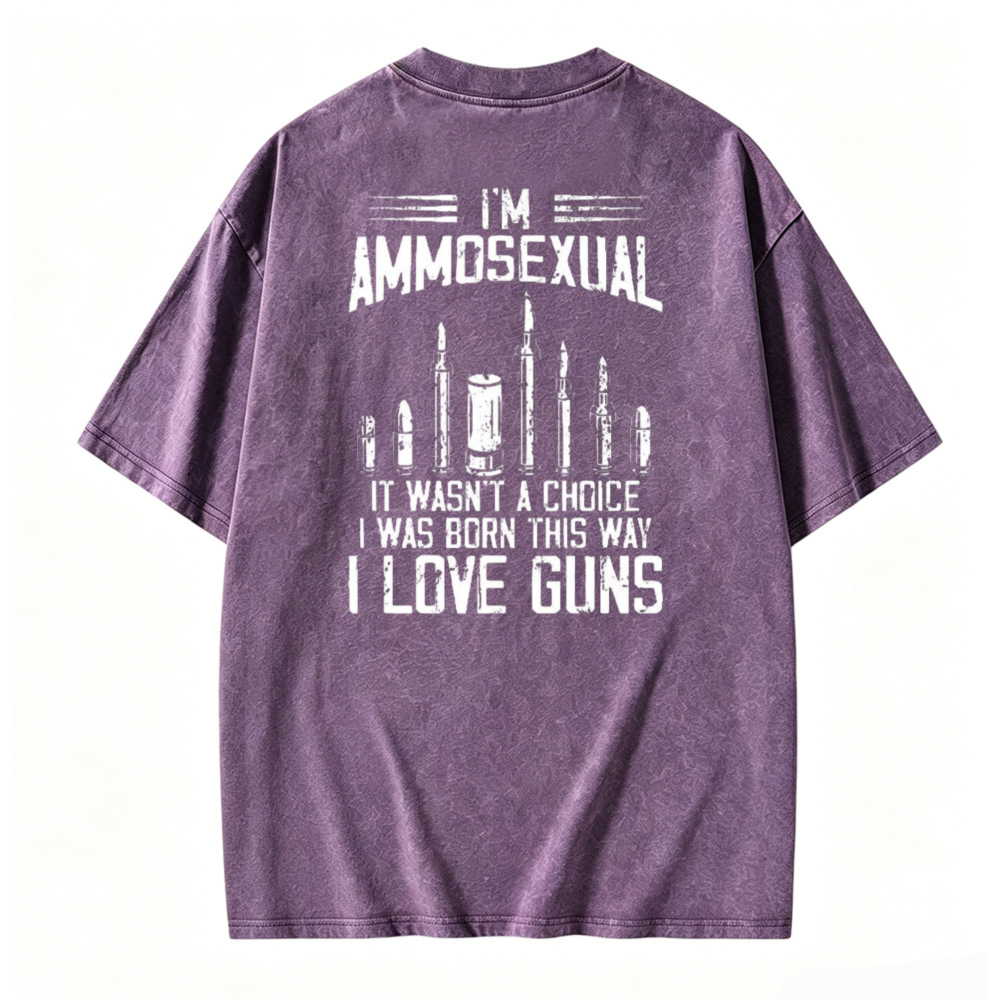 I Love Guns Ammunition Graphic Washed T Shirt