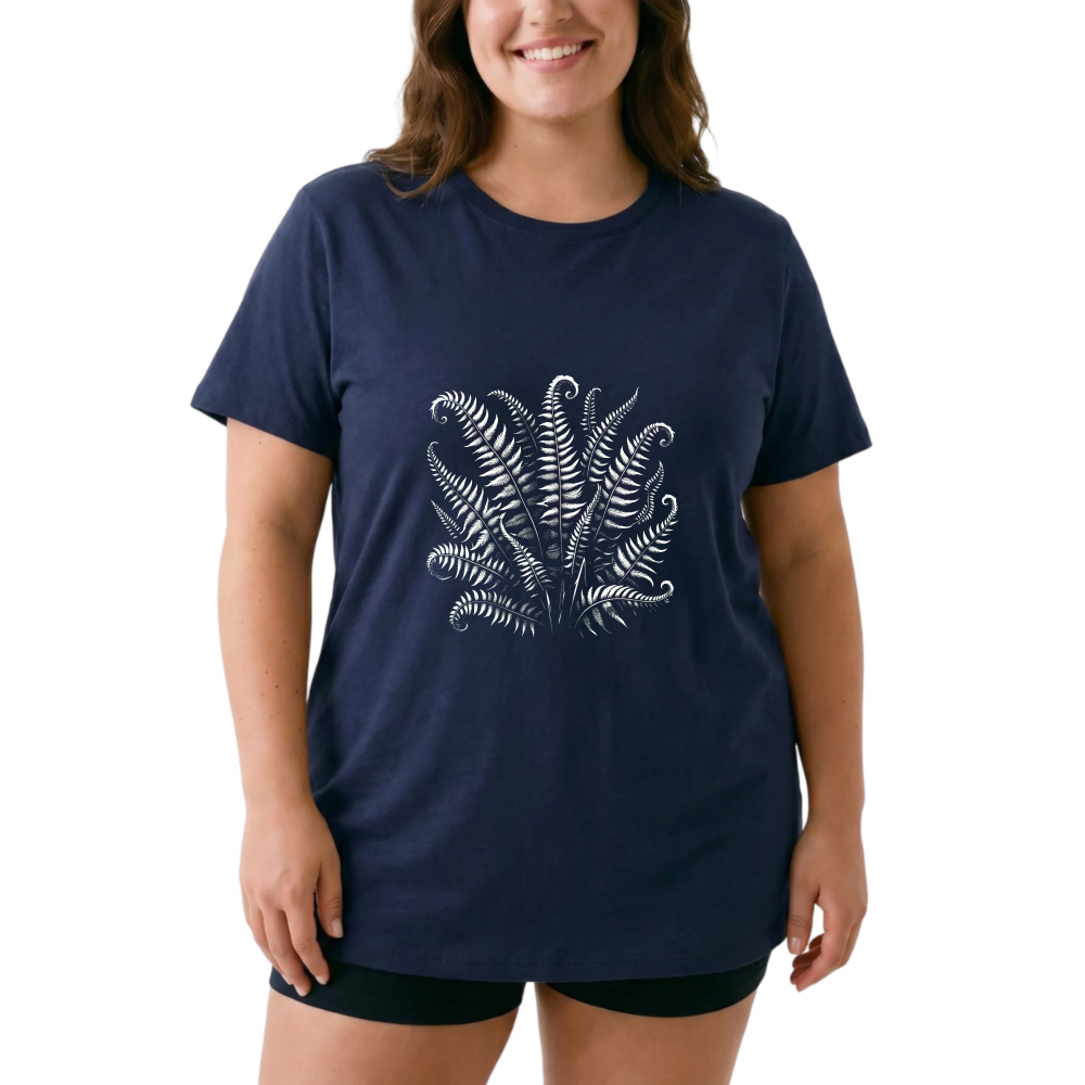 Fern Leaf Pattern Print Design tshirt 100% cotton