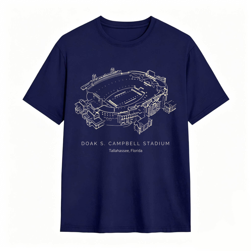 Doak S Campbell Stadium Tallahassee Florida Architectural Blueprint Design T-shirt