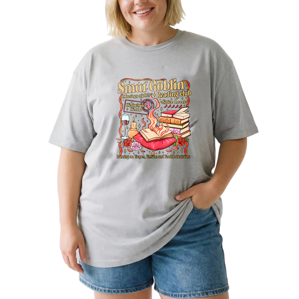 Smut Goblin Reading Club Book Wine Flask tshirt 100% cotton
