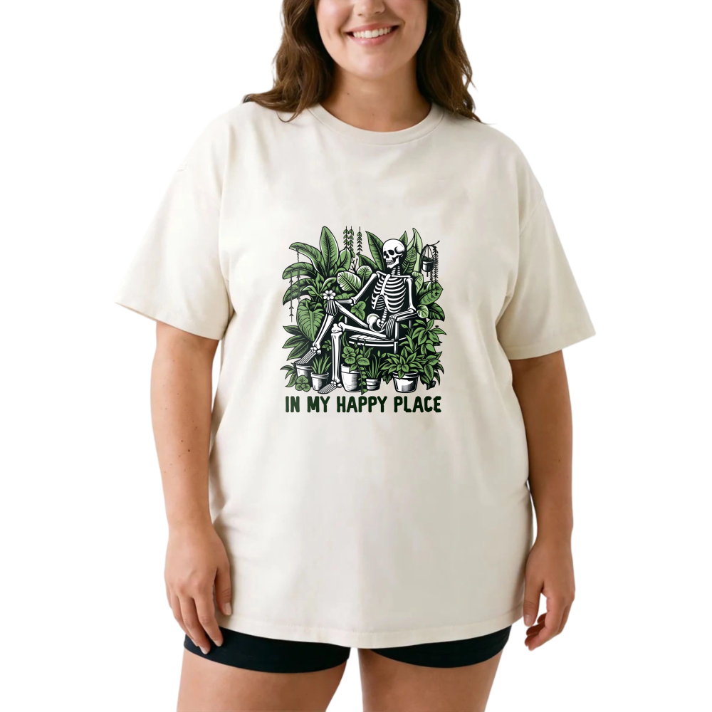 Skeleton Gardening With Plants And Tools tshirt 100% cotton