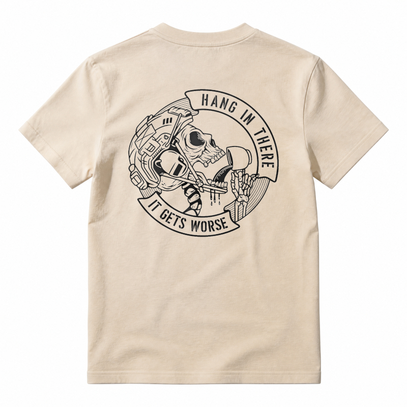 Skeleton Astronaut Hang In There It Gets Worse Graphic T-shirt