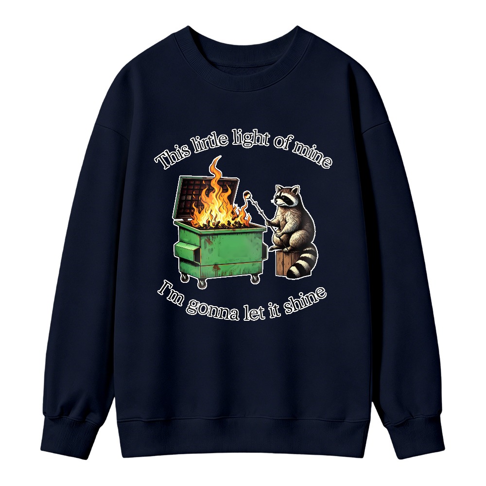Raccoon Lighting Dumpster On Fire Unisex Crewneck Classic Sweatshirt