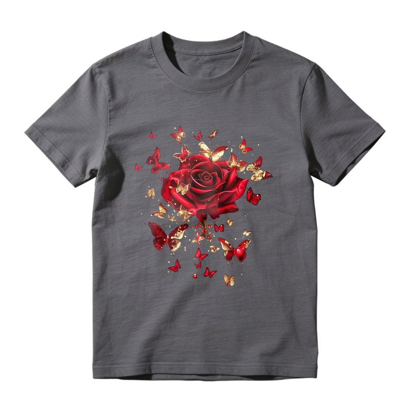 Red Rose And Butterflies Pattern  Classic T-shirt