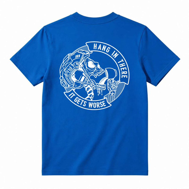 Skeleton Astronaut Hang In There It Gets Worse Graphic T-shirt