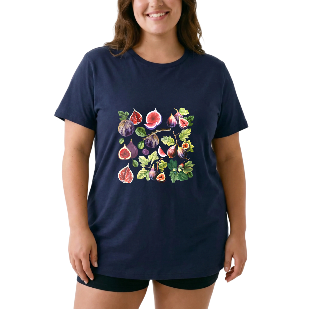 Figs Leaves And Fruits Pattern tshirt 100% cotton