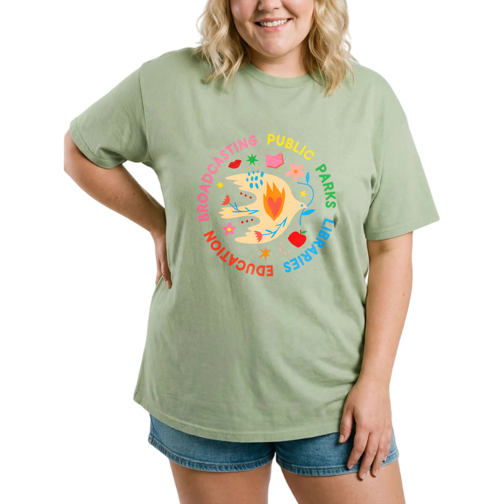 Broadcasting Public Parks Libraries Education tshirt 100% cotton