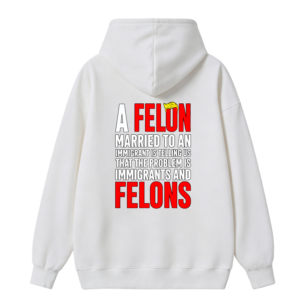 A Felon Married To An Immigrant Is Telling Us That The Problem Is Immigrants And Felons Funny Quote Hoodie