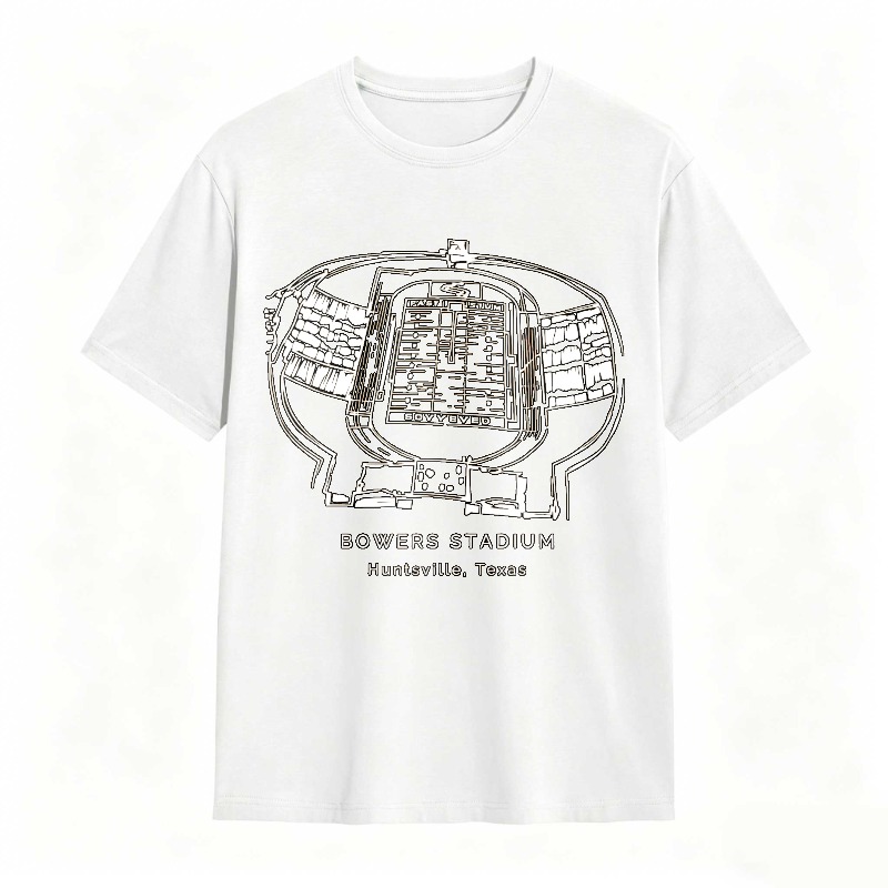 Bowers Stadium Huntsville Texas Map Design T-shirt