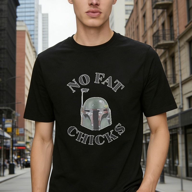 No Fat Chicks Boba Helmet Graphic T-shirt