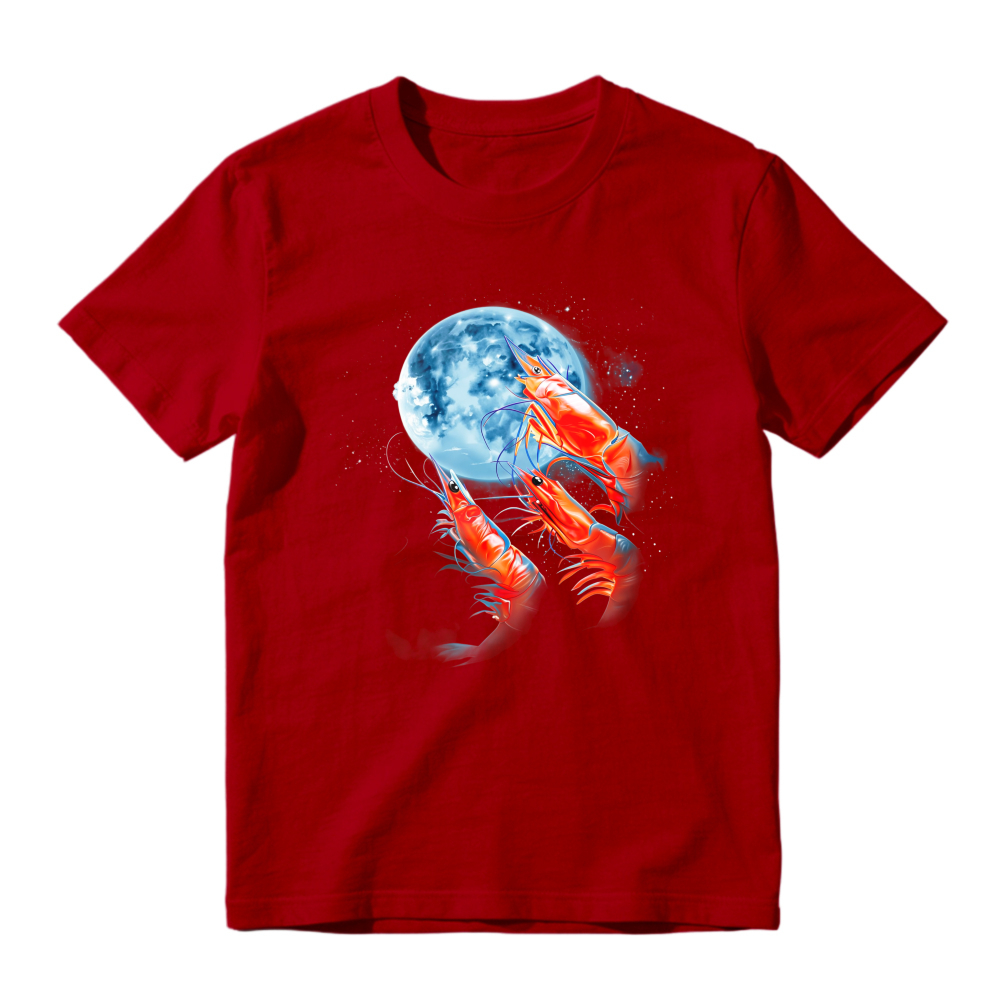 Red Lobsters And Blue Moon Space Art Unisex Classic T-shirt