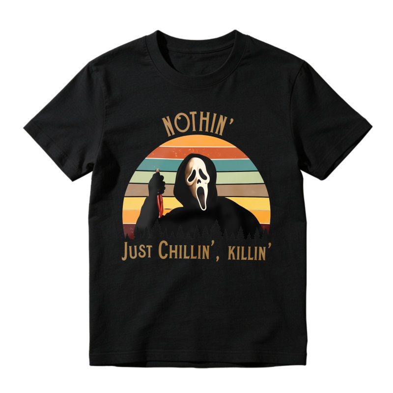 Nothin Just Chillin Killin Ghostface Horror Movie Retro Sunset Unisex Classic T-shirt
