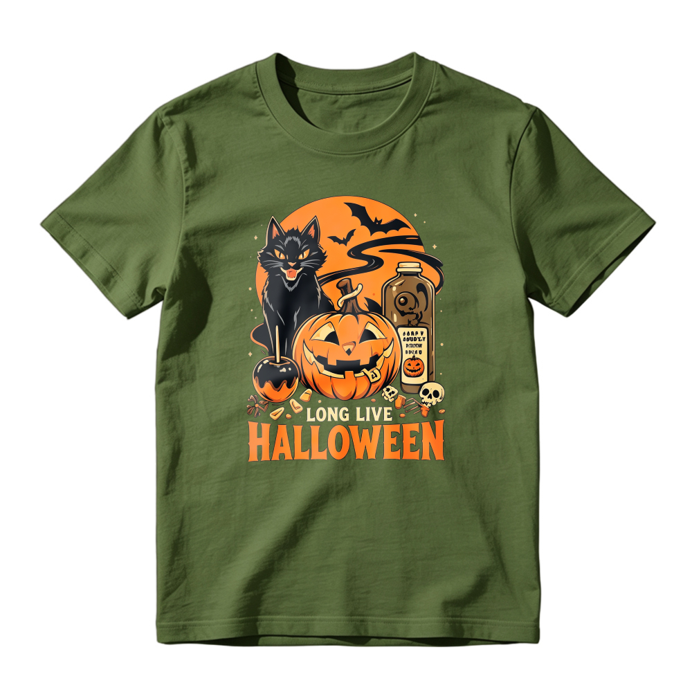Halloween Pumpkin Cat Bat Skull Long Live Halloween Unisex Classic T-shirt