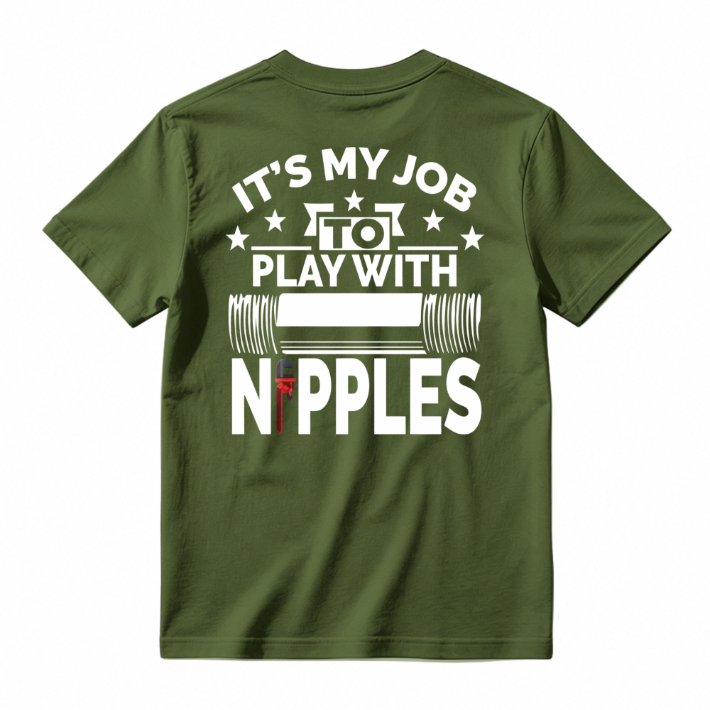 Its My Job To Play With Nipples Barbell Weightlifting Gym Humor T-shirt