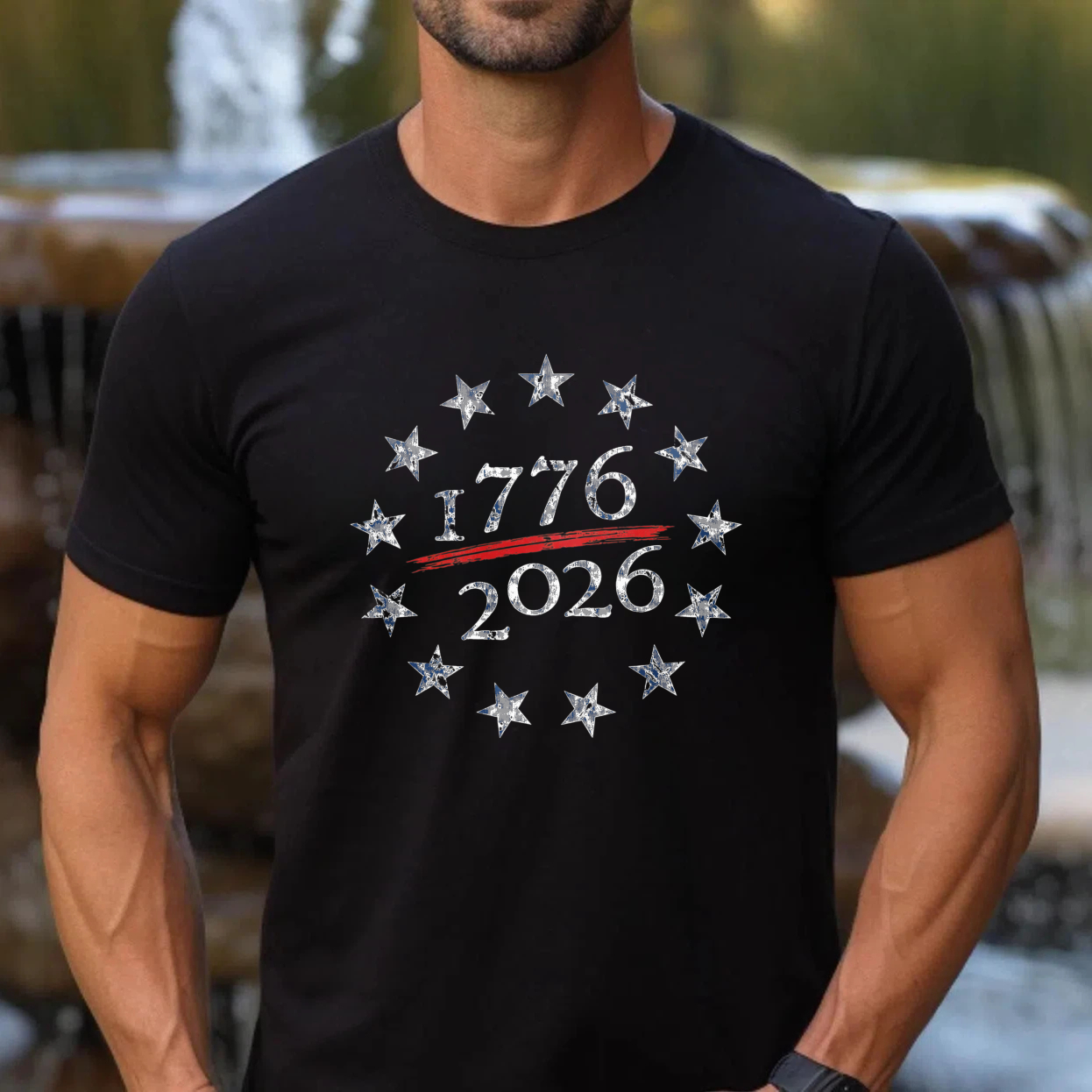 1776 To 2026 American Independence Day Celebration T-Shirt With Stars And Stripes Design For Patriotic Events And National Holidays
