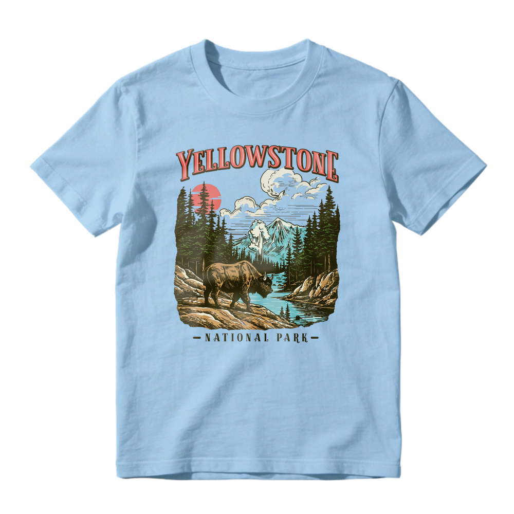 Yellowstone National Park Vintage Bison Mountain River Scenic Unisex Classic T-shirt