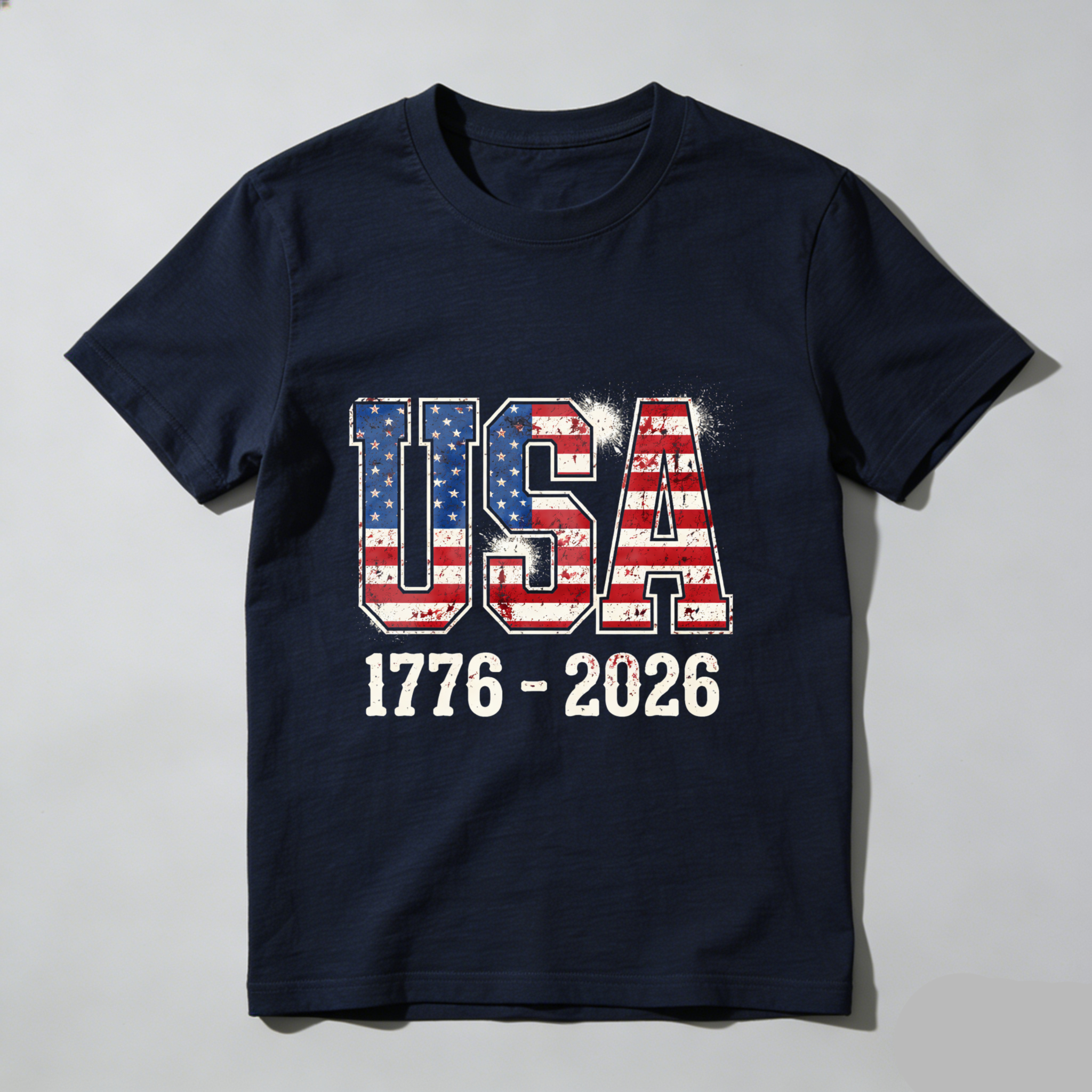 Usa 1776 2026 Independence Day Patriotic T-Shirt American Flag Design Black Men Women Shirt