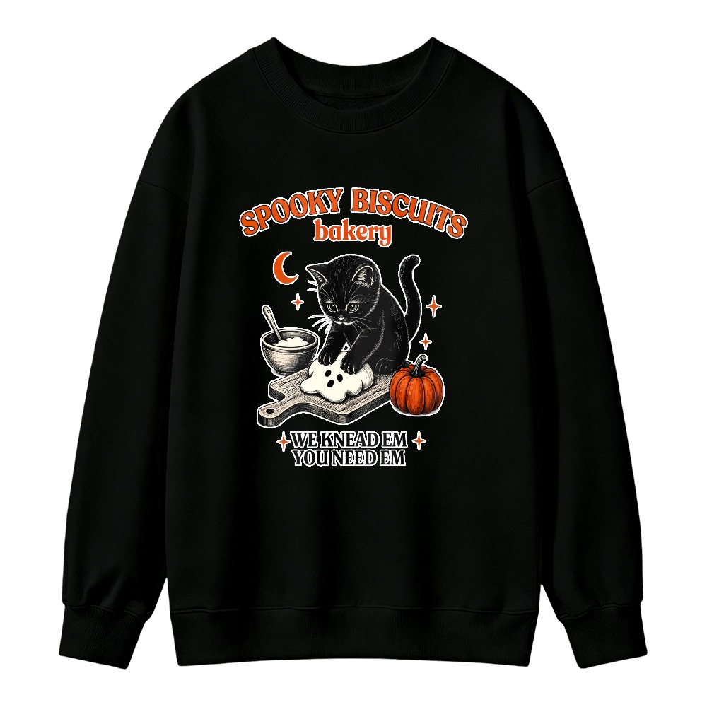 Spooky Biscuits Bakery Cat Design Unisex Crewneck Classic Sweatshirt