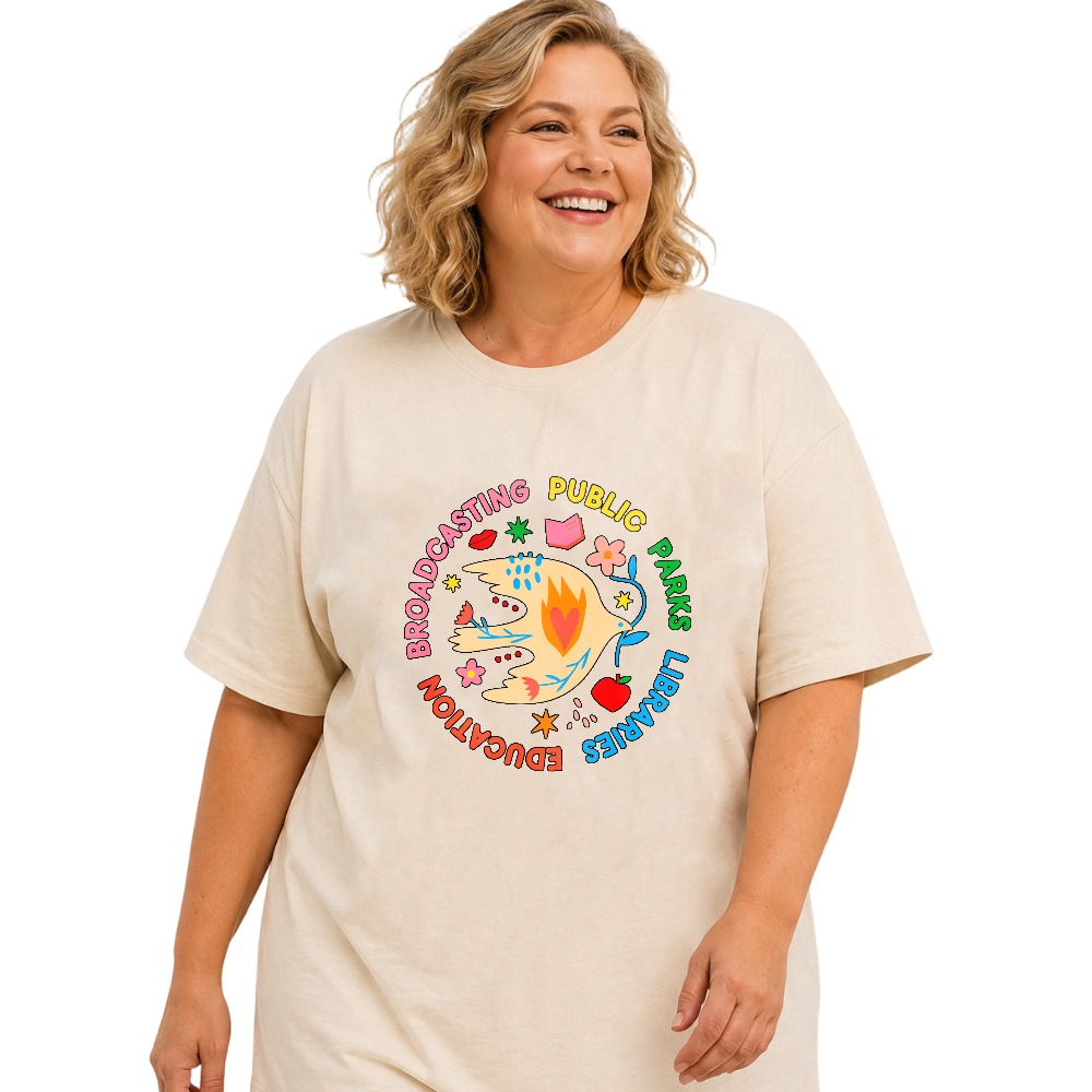 Broadcasting Public Parks Libraries Education tshirt 100% cotton